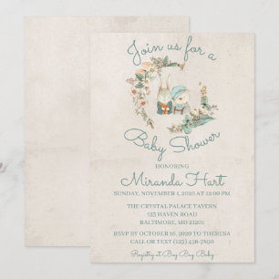 Invitation Aquarelle douce Baby shower Rustic Animals