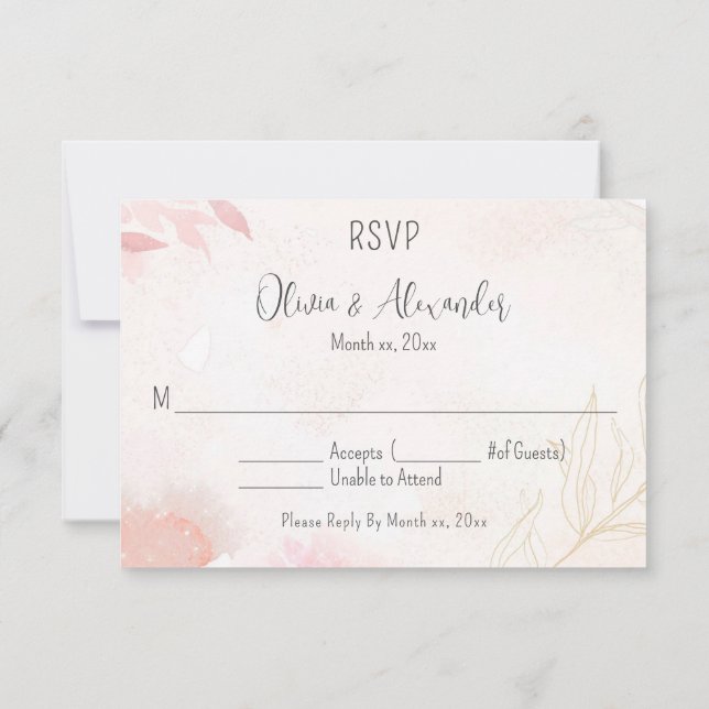 Invitation Aquarelle douce Blush Floral Wedding RSVP (Dos)