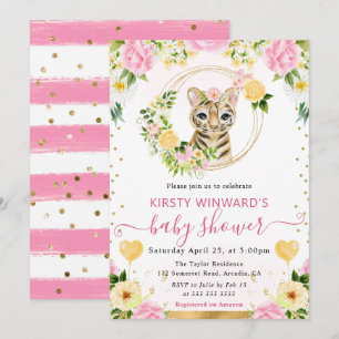 Invitation Aquarelle Douce Fête de Naissance du Tigre de la J