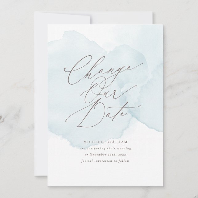 Invitation Aquarelle douce Laver postponement Modifier la dat (Devant)