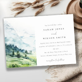 Invitation Aquarelle douce Mariage paysage de montagne de nei