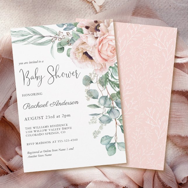 Invitation Aquarelle douce Pastel Floral Girl Baby shower (Créateur téléchargé)