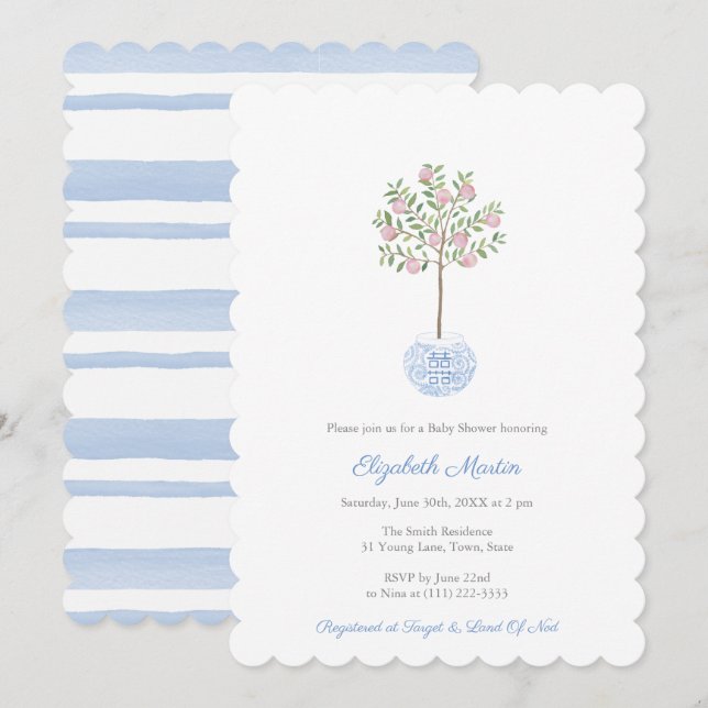 Invitation Aquarelle douce Pointez Pêche Baby shower garçon (Devant / Derrière)