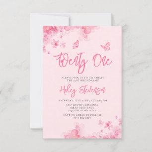 Invitation Aquarelle douce rose pastel 21e anniversaire