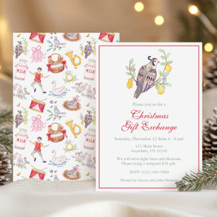 Invitation Aquarelle Douze jours de fête de Noël