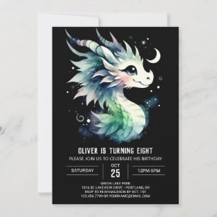 Invitation Aquarelle Dragon Enfants d'anniversaire