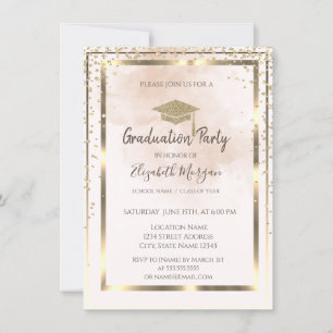 Invitation Aquarelle du cadre de diamants d'or