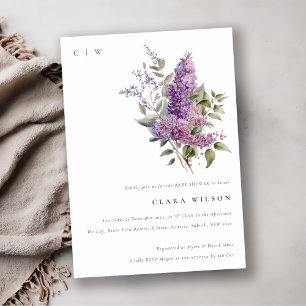 Invitation Aquarelle Dusky Lilac Cottage Baby shower floral