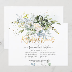 Invitation Aquarelle Dusty Blue Eucalyptus Dîner de répétitio