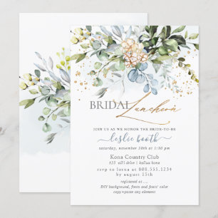 Invitation Aquarelle Dusty Blue Gum Eucalyptus Fête des marié