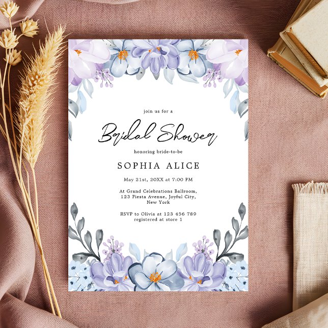 Invitation Aquarelle Dusty Floral Fête des mariées romantique (Créateur téléchargé)
