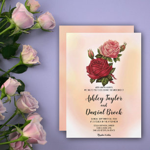 Invitation Aquarelle Dusty Rose Rustic Summer Floral Mariage