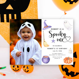 Invitation Aquarelle Éffrayant un Halloween 1er Anniversaire