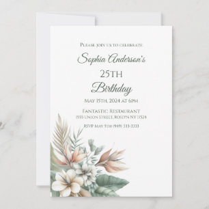 Invitation Aquarelle Élégance tropicale - Anniversaire