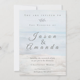 Invitation aquarelle élégante et bleue de la côte