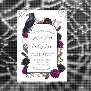 Invitation Aquarelle Elégante Halloween Floral Boho Purple