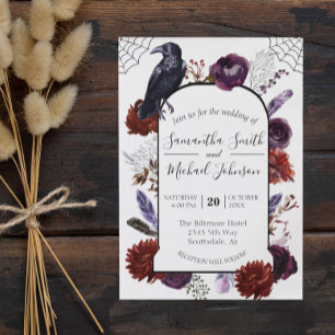 Invitation Aquarelle Elégante Halloween Floral Boho Purple