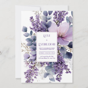 Invitation Aquarelle Élégante Lavande Lilas Eucalyptus