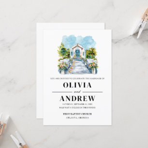 Invitation Aquarelle Élégante Simple catholique Mariage de ch