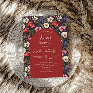 Invitation Aquarelle en arc tendance fleur sauvage coloré