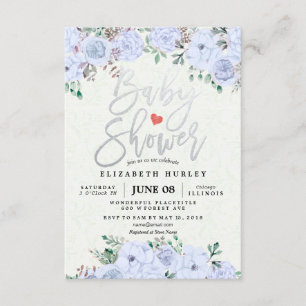 Invitation Aquarelle en argent Script Baby shower Floral Invi