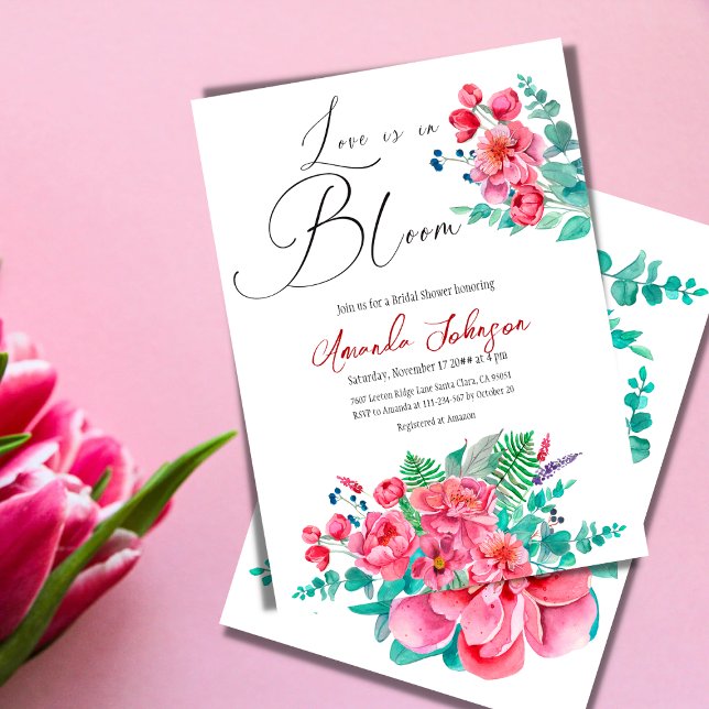 Invitation Aquarelle en Fleur Fête des mariées florale (Créateur téléchargé)