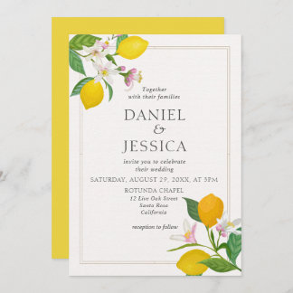 Invitation Aquarelle en fleurs d'agrumes orange