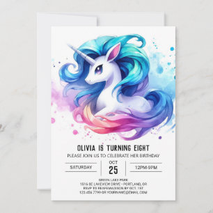 Invitation Aquarelle en ligne Cheval Anniversaire