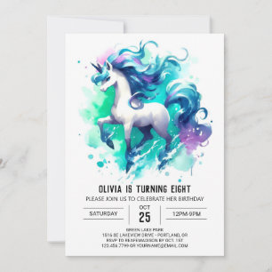 Invitation Aquarelle en ligne Cheval Anniversaire