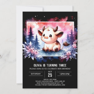Invitation Aquarelle en ligne vache anniversaire