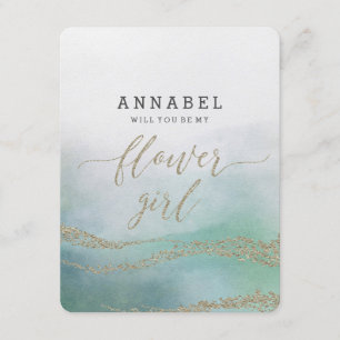 Invitation Aquarelle en Océan Serez-vous ma fille de fleurs