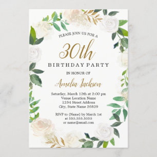 Invitation Aquarelle en or bleu 30e anniversaire