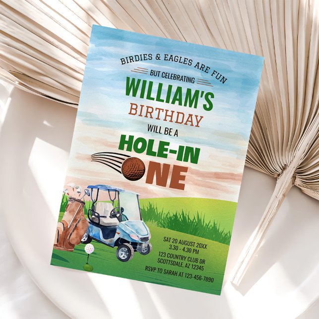 Invitation Aquarelle en un Golf 1er Anniversaire (Créateur téléchargé)