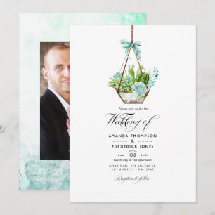 Invitation Aquarelle en verre Terrarium Succulents Mariage In