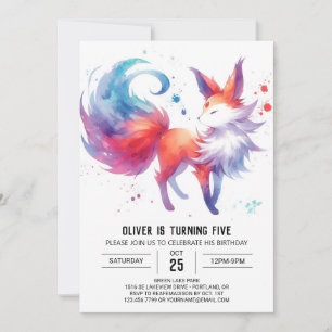 Invitation Aquarelle Enchanted Fox Anniversaire