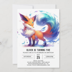 Invitation Aquarelle Enchanted Fox Anniversaire
