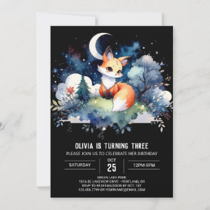 Invitation Aquarelle Enchanted Fox Anniversaire