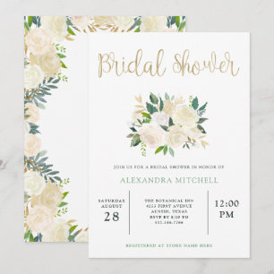 Invitation Aquarelle ene ivoire florale avec la Fête de la