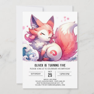 Invitation Aquarelle Enfants Renard Anniversaire