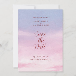 Invitation Aquarelle époustouflante Mariage coucher de soleil