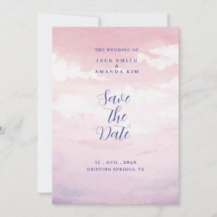 Invitation Aquarelle époustouflante Mariage coucher de soleil
