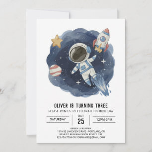 Invitation Aquarelle Espace extérieur Astronaut numérique Ann