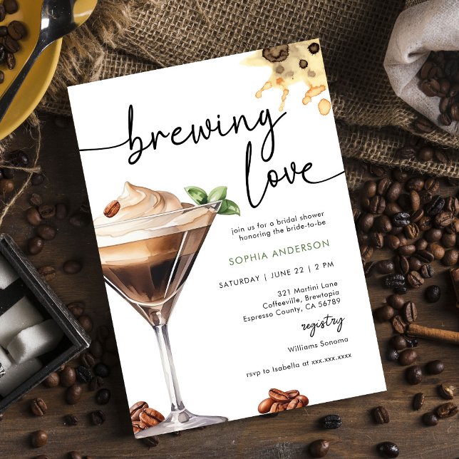 Invitation Aquarelle Espresso Martini Fête des mariées (Créateur téléchargé)
