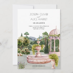 Invitation Aquarelle esthétique jardin vert élégant mariage