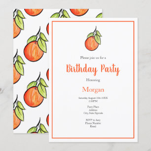 Invitation Aquarelle et encre orange et Motif