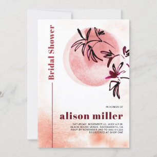 Invitation Aquarelle et lune Japandi nuptiale douche