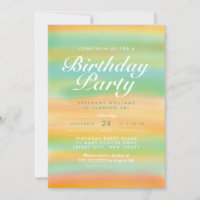 Aquarelle été coucher de soleil Anniversaire Invit