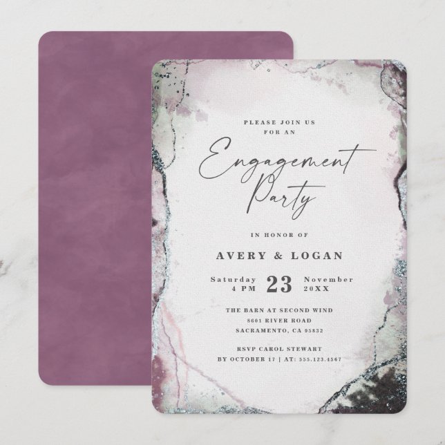 Invitation Aquarelle éthérée dans la partie d'engagement de l (Devant / Derrière)