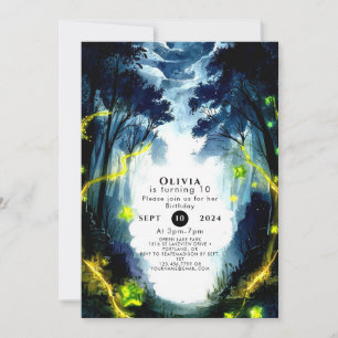 Invitation Aquarelle Étincelle Bois Anniversaire