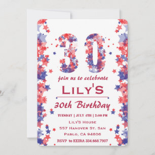 Invitation Aquarelle Etoiles 4 juillet 30e anniversaire